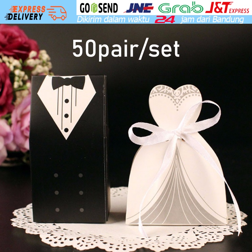 

50PCS Wedding Souvenir Kotak Kado Candy Favor Box Hadiah