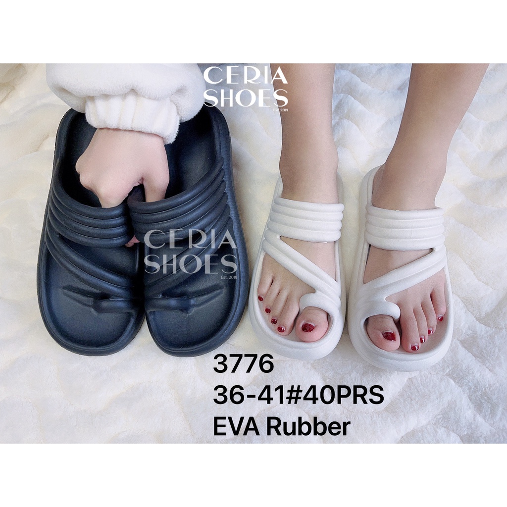 Sandal Slop Wanita Korean Slippers Bahan Spons EVA Karet Halus Ringan Sol Tebal Empuk Anti Slip 376