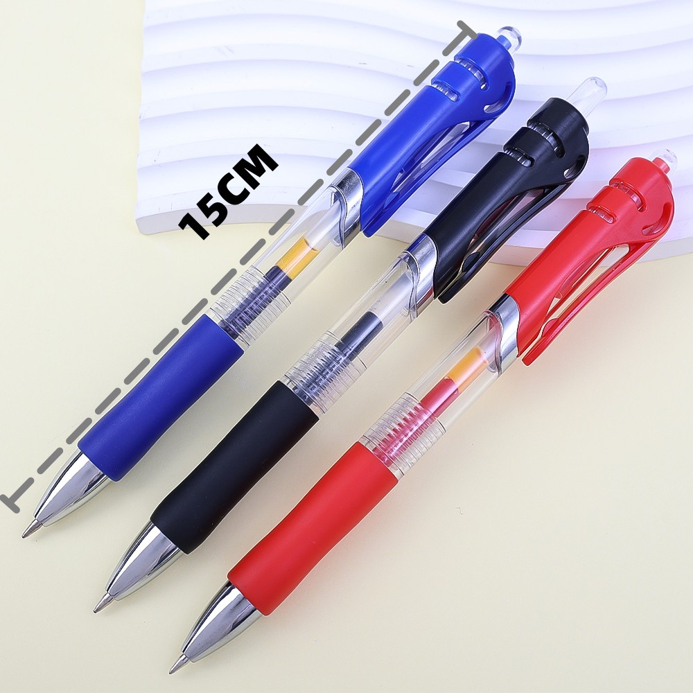 Bolpen Ballpoint Tanda Tangan Peluru Tekan Ditarik Hitam/Merah/Biru Gel Pulpen 0.5mm Tergantikan Isi Ulang Alat Tulis Kantor Sekolah Perlengkapan Menulis