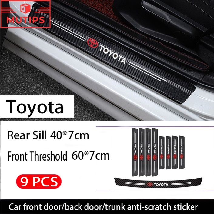 Toyota 9Pcs Stiker Pintu Mobil Carbon Fiber Sill Protection Auto Anti Gores Anti Slip Untuk Avanza Veloz Rush Kijiang Agya Razie Kekinian Innova Yaris Corolla Cross bZ4X RAV4 Vios