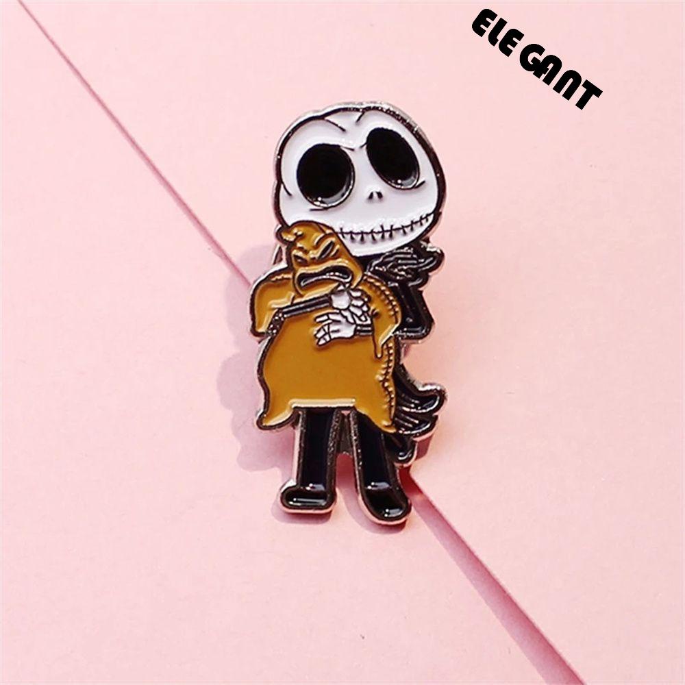 [Elegan] Jack Skellington Lencana Anime Bros Aksesoris Cosplay Halloween Perhiasan Ransel Lencana Wanita Pria Perhiasan Hadiah Malam Buruk Sebelum Natal