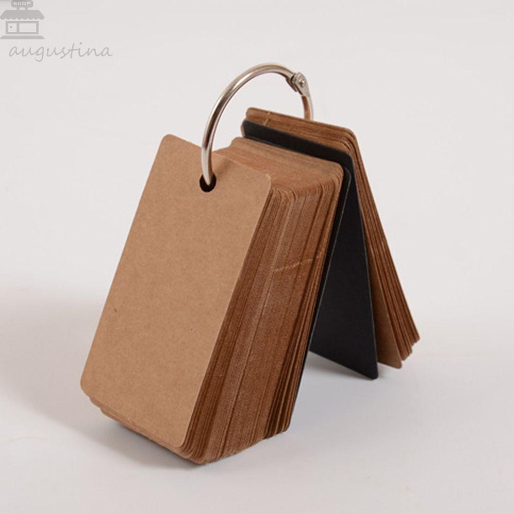 Kartu Flash Agustina Penutup Hitam Nyaman Lis Baru Kosong DIY 100 Halaman Kraft Paper Putih/Coklat Memo