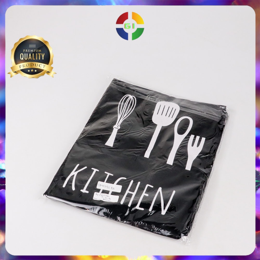 Celemek Apron Dapur Pria Wanit Model Kantung Black