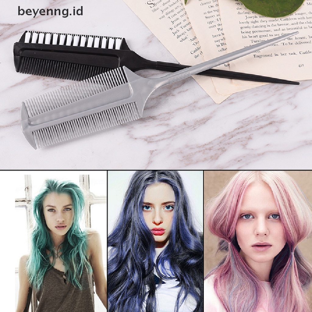 Beyen Dual side Hair Styling Dye Comb Masker Minyak Pigmen Mixing Tint Brush Pewarna ID