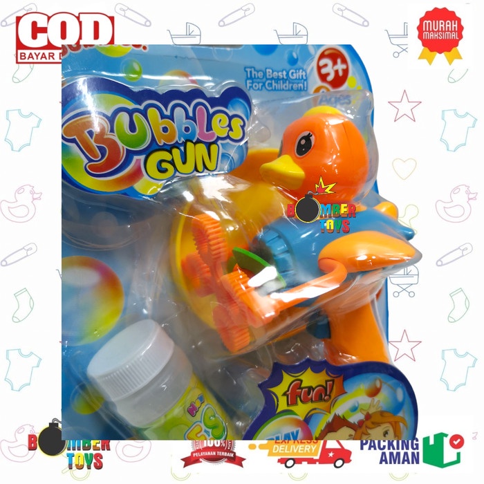 MAINAN ANAK BUBBLE GUN PISTOL 4 ROL GELEMBUNG BEBEK DUCK LUCU SERU FUN
