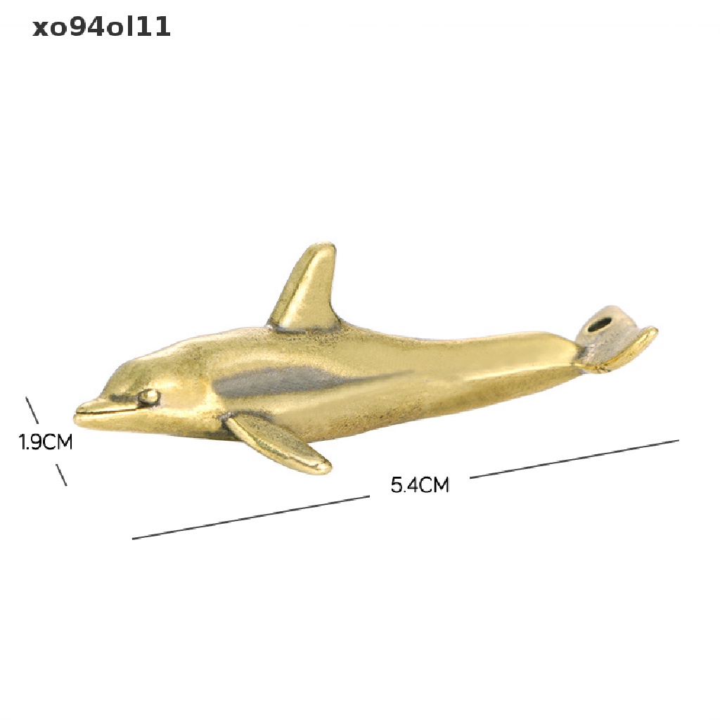 Xo Kuningan Solid Dolphin Ornamen Vintage Hewan Dekorasi Desktop Patung Miniatur Teh Pet Home Decor OL