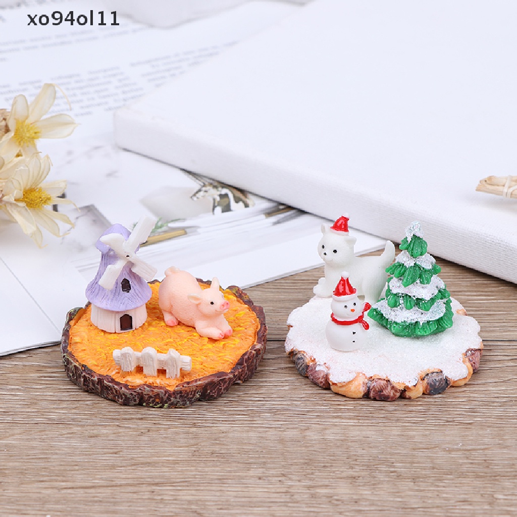 Xo 3Pcs/Set Ornamen Miniatur Patung Kelinci Swan Mikro Untuk Taman Peri DIY OL