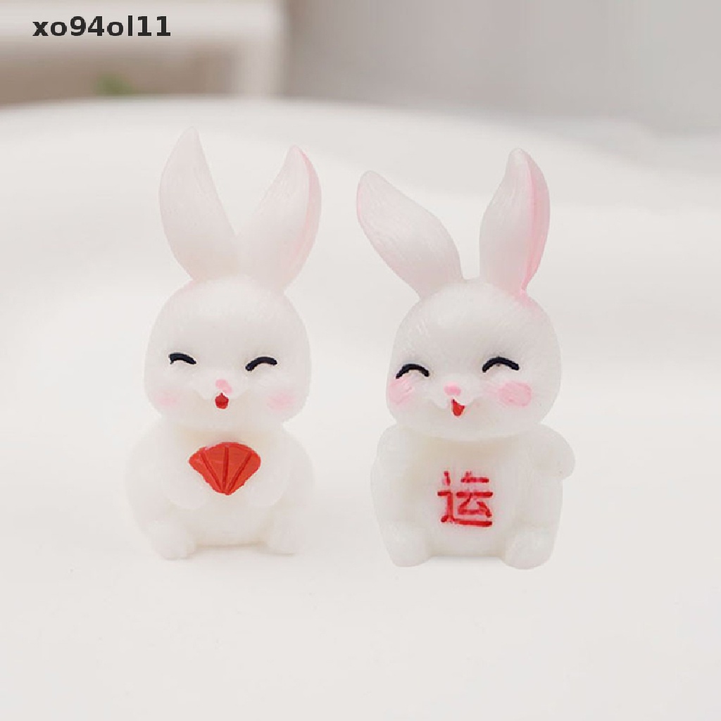 Xo 10Pcs Lucu Mini Luminous Resin Bunnies Ornamen Miniatur Angka Kelinci Micro OL