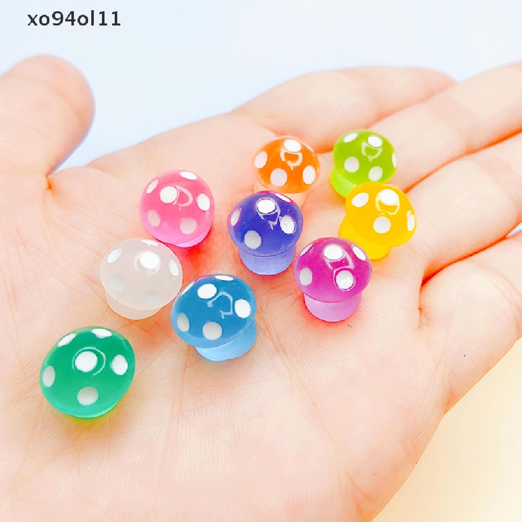 Xo 2Pcs Luminous Lollipop Jamur Ornamen Resin Dekorasi Telepon Hiasan Kepala Aksesoris OL