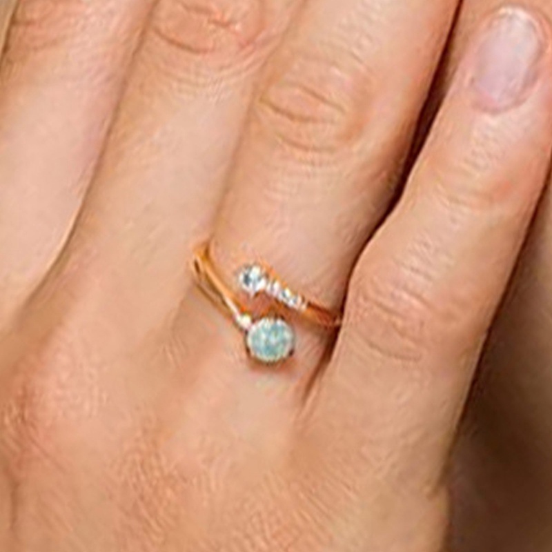 Korea Opal Berputar Anxiety Rings Untuk Wanita Warna Emas Zirkon Kawin Cincin Adjustable Gadis Anti Stres Gelisah Perhiasan Hadiah