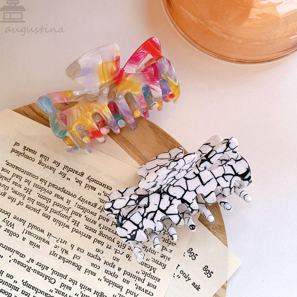 Agustina Acetic Acid Hair Claw Cute Simple Warna Pelangi Hiasan Kepala Mandi Gadis Akrilik Wanita Hair Clip