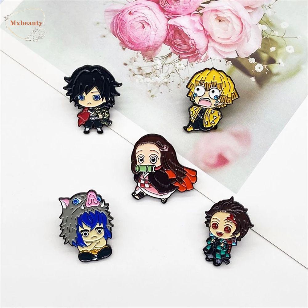 Mxbeauty Demon Slayer Lapel Pin Aksesoris Cosplay Jaket Pin Pakaian Dekorasi Kartun Lencana Pin Anime Badge