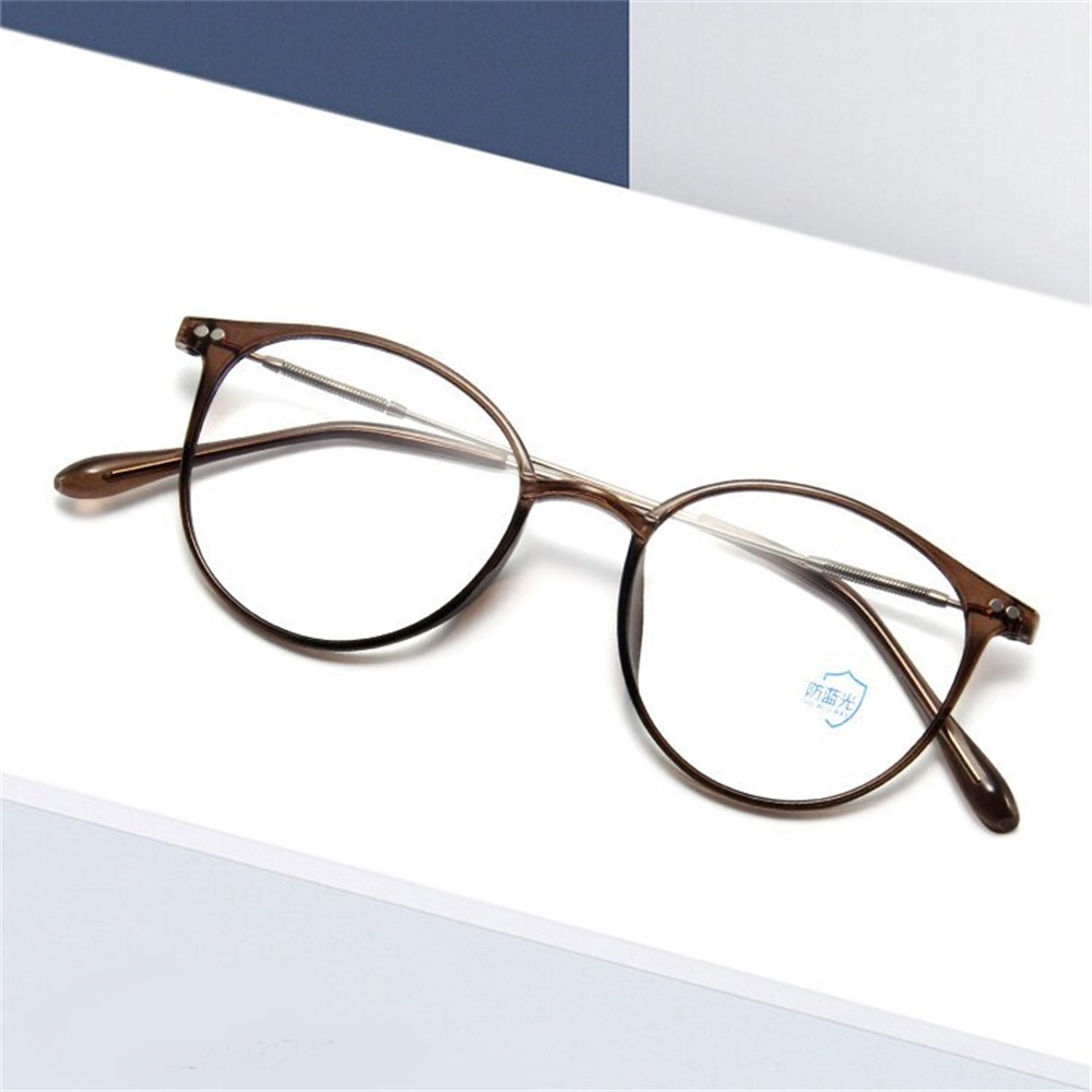 Kacamata Lensa Flat Anti Blue Light Warna Ice Tea Brown Dengan Frame Ringan Untuk Wanita Eyewear