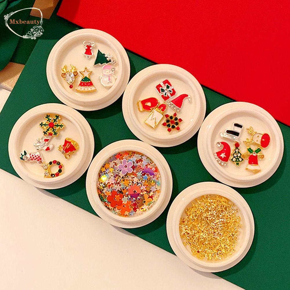 Mxbeauty Natal Dekorasi Nail Art Mewah Fashion Pesona DIY Wanita Hadiah Santa Claus Snowflake Snowman Shiny 3D Rhinestones