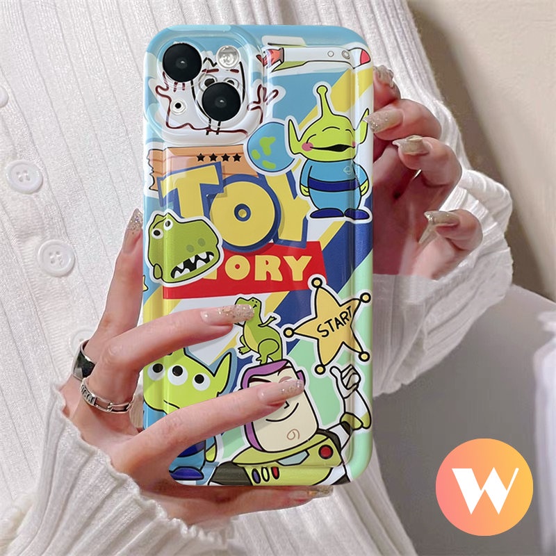 IPHONE Casing Ponsel Alien Beruang Strawberry Buzz Lightyear Lucu Kompatibel Untuk Iphone11 12 13 14 Pro MAX 7Plus XR X XS Max6 8 6S Plus Cerita Mainan Kartun Yang Indah Shockproof Airbag Cover