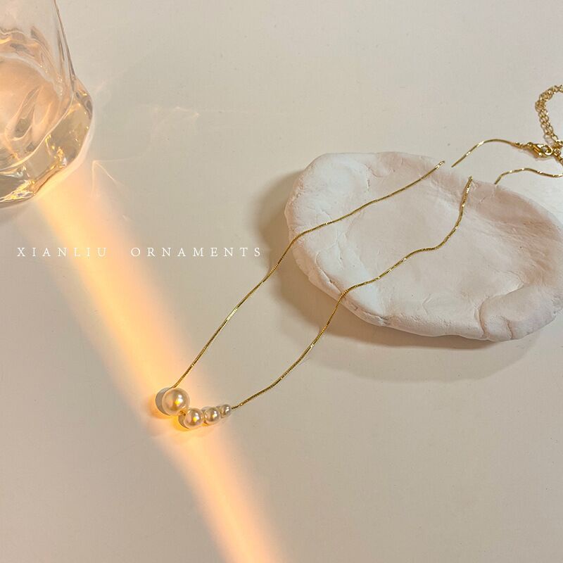 Ifyou Retro Mutiara Beads Pendant Kalung Emas Rantai Choker Untuk Wanita Fashion Perhiasan Aksesoris