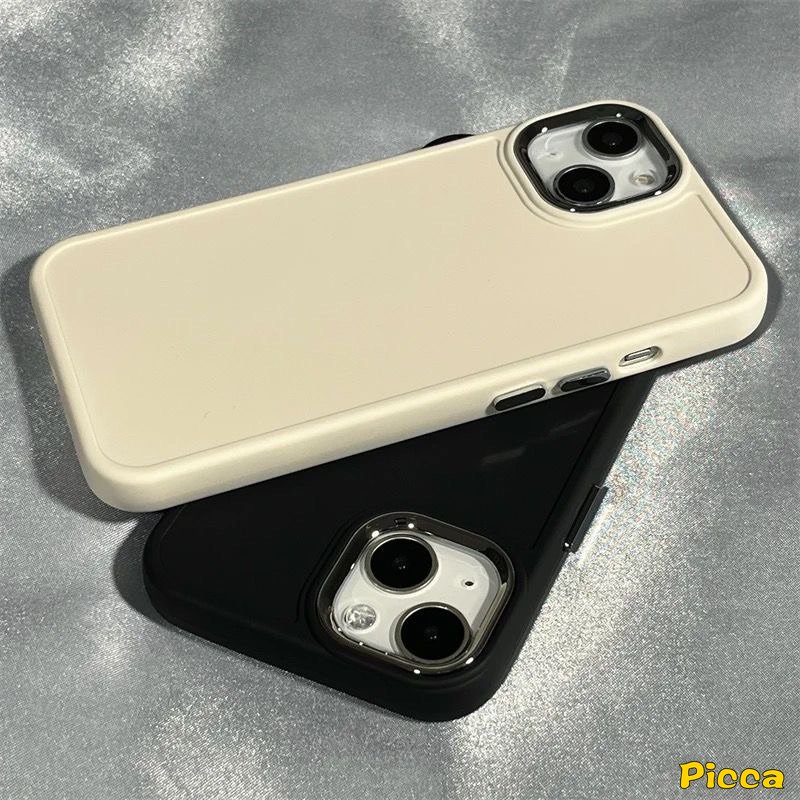 IPHONE Casing Ponsel Persegi Plating Warna Solid Sederhana Mewah Kompatibel Untuk Iphone7Plus 8plus 11xr 14 13 11 12 Pro MAX X 7 8 Plus XS MAX Macaron Candy Color Full Cover Pelindung