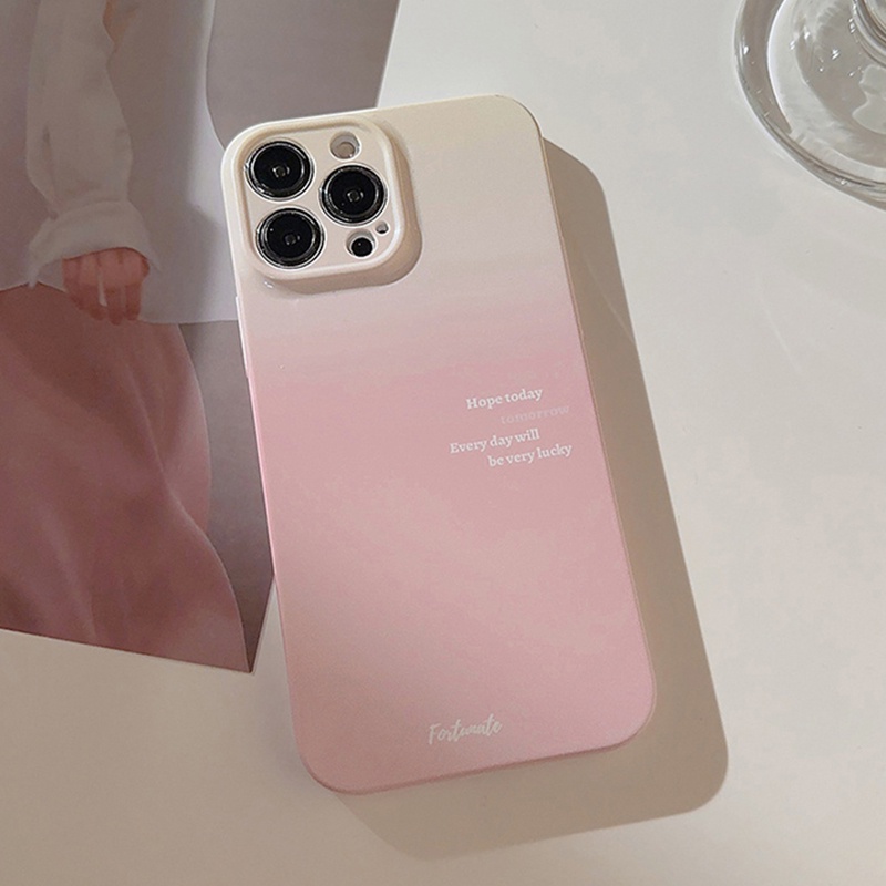 Gradient Pink Phone Case Phone Cover Kompatibel Untuk iphone 11Promax 12 13pro 14Promax Casing Pelindung