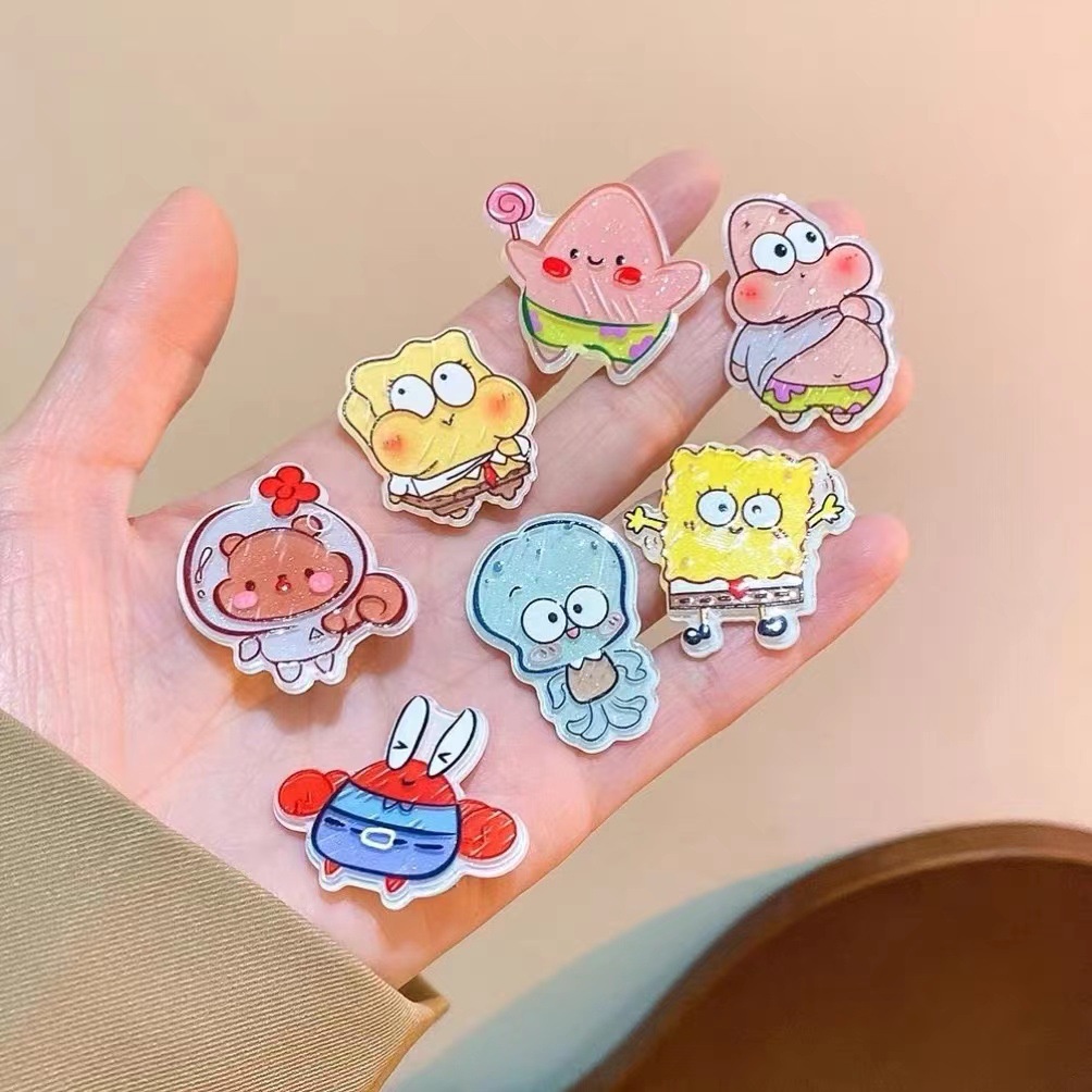 Lucu SpongeBob SquarePants Korea Permen Warna Tidak Teratur Poni Jepit Rambut