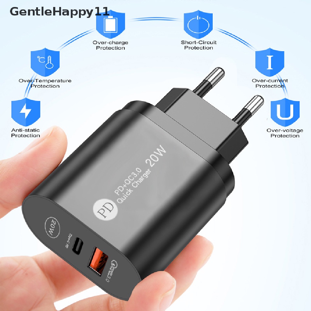 Gentlehappy Adaptor Charger USB C Super Si 20W Untuk iPhone 13tipe C QC 3.0 PD Fast Charge id