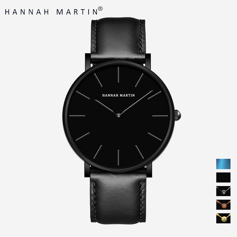 HANNAH MARTIN Jam Tangan Pria 100% Original Keren Sangat tipis Quartz COWOK Couple Kulit Anti Air Men Watch COD Laki Arloji Men Watch murah CH03+-CH03-HHH