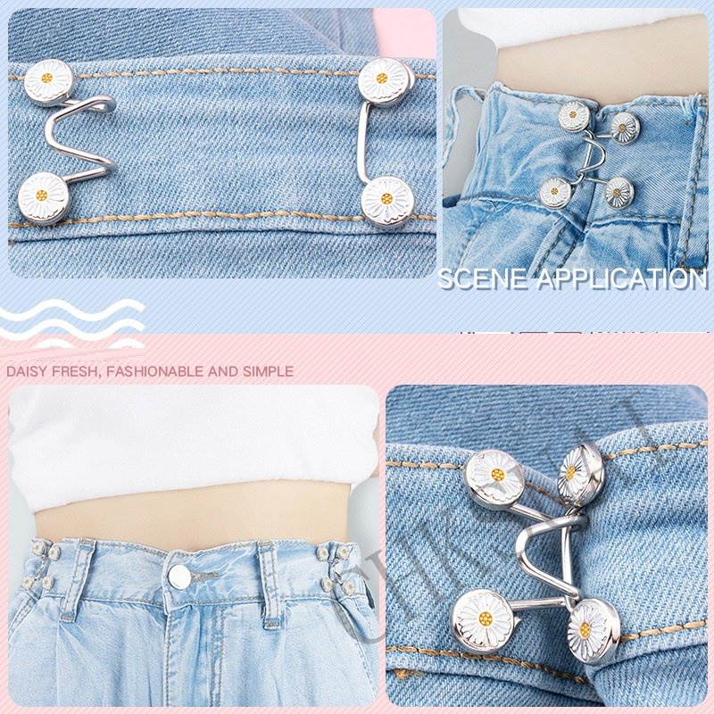 2pasang Set Bros Wanita Mengencangkan Pinggang Bros Untuk Wanita Rok Celana Jeans Adjustable Pinggang Klip Pin Logam Aksesoris Pakaian