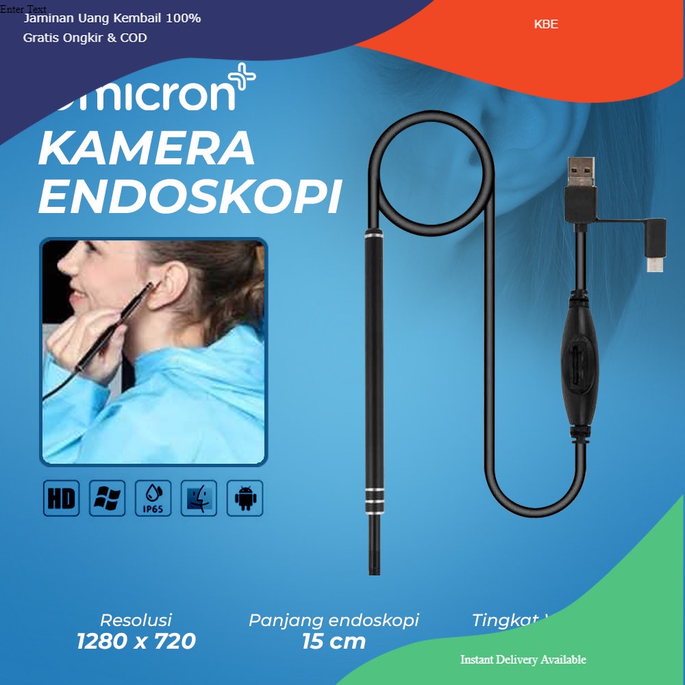 Alat Kesehatan Kamera Endoskopi Pembersih Telinga Endoscope USB 3 in 1 - i96 - Black