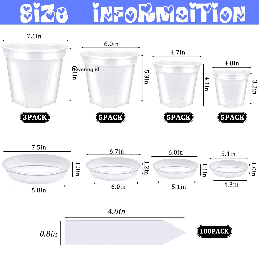 Beyen Pot Pembibitan 18-Pack Pot Bening Dengan 18nampan, 4ukuran Pot Plastik Tanaman Trans Dan Starter Pot Plang, 100pcs Label Tanaman ID