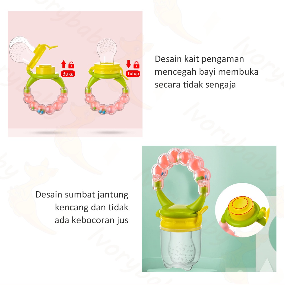 Ivorybaby Empeng dot buah anak bayi silicon Baby fruit feeder lucu Rattle teether kompeng pacifier gigitan bayi