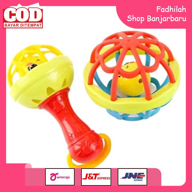 MAINAN KERINCINGAN RATTLE GENGGAM BOLA BAYI TEETHER RATTLE STICK RATTLE TOY SINGLE MAINAN GIGITAN BAYI BPA FREE | FADHILAH SHOP BJB