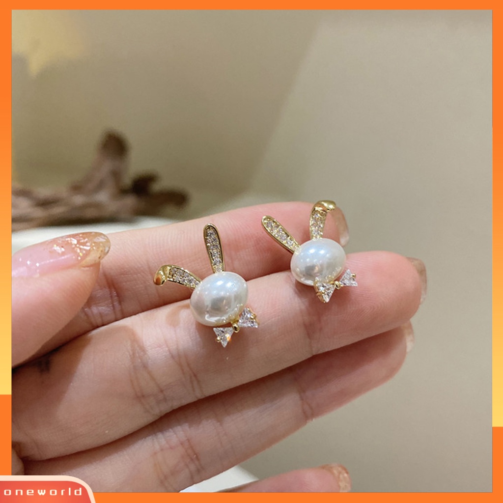 [EONE] 1pasang Ear Studs Animal Nikel Gratis Hypoallergenic Pengerjaan Halus Cubic Zirconia Dekorasi Tidak Luntur Mutiara Imitasi Stud Earrings Wanita Perhiasan