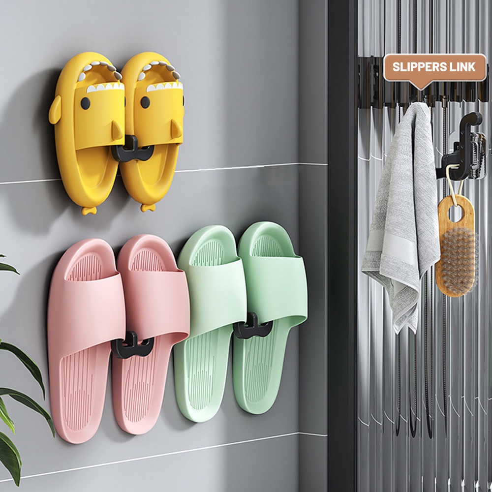 Rak Penyimpanan Pengering Sepatu Untuk Kamar Tidur Kamar Mandi Toilet Dinding Sandal Rak Drainase Sandal Shoes Hanger Hooks No Punching Self-adhesive Produk Penyimpanan Benda Kecil