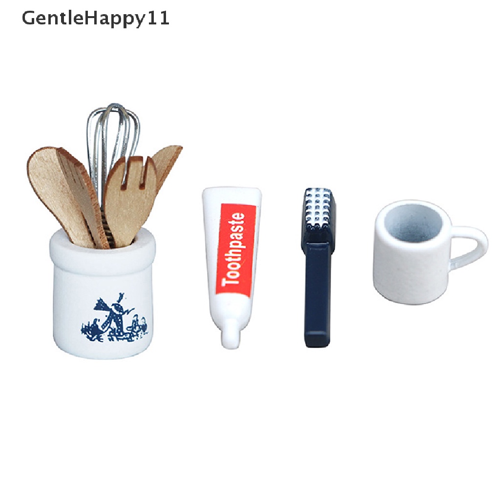 Gentlehappy 1Set 1: 12rumah Boneka Miniatur Sendok Garpu Toples Odol Sikat Gigi DIY Aksesoris id