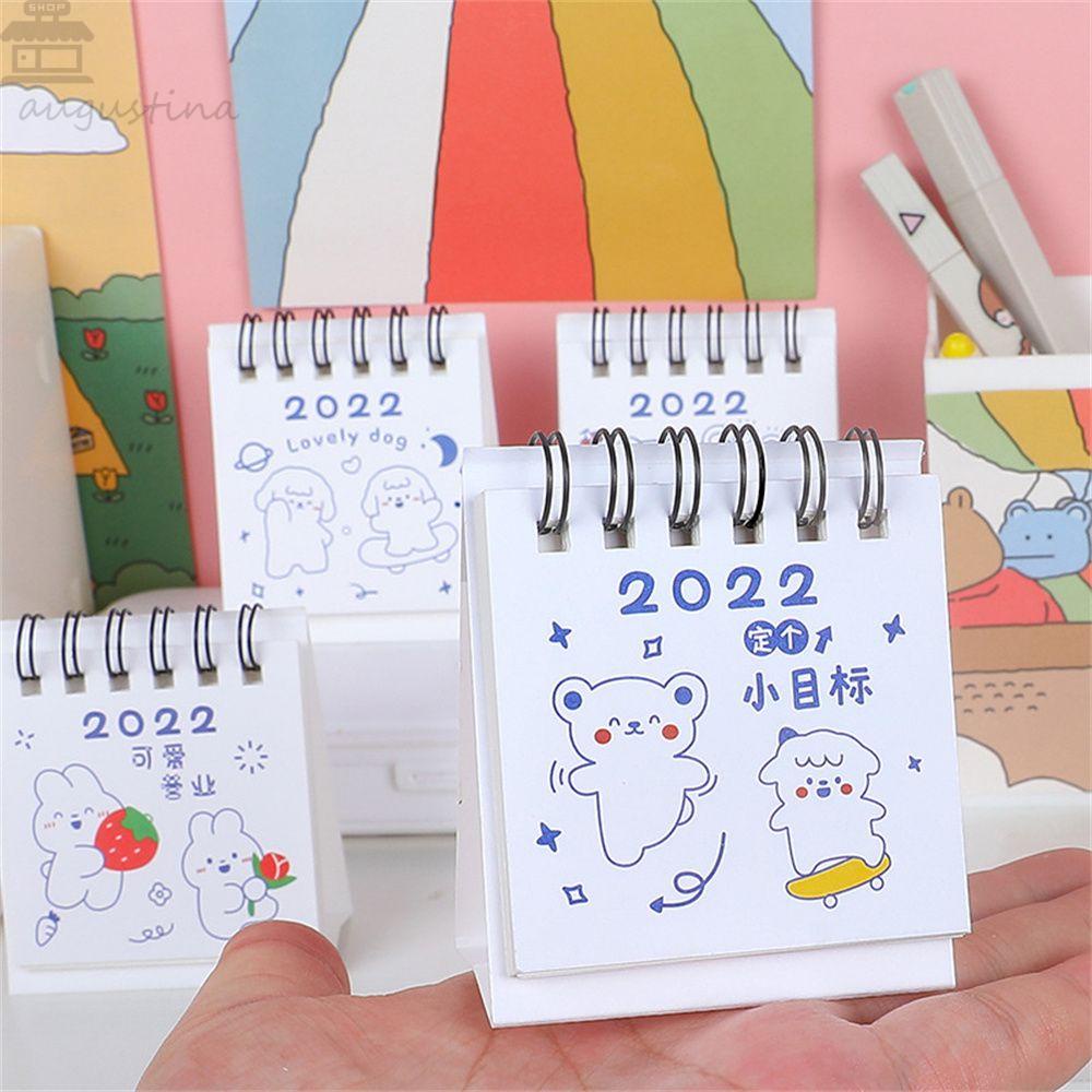 Kalender Meja Mini Agustina 2022alat Tulis Siswa Kreatif Lucu Kawaii Calendar Planner Perlengkapan Sekolah Kalender Meja