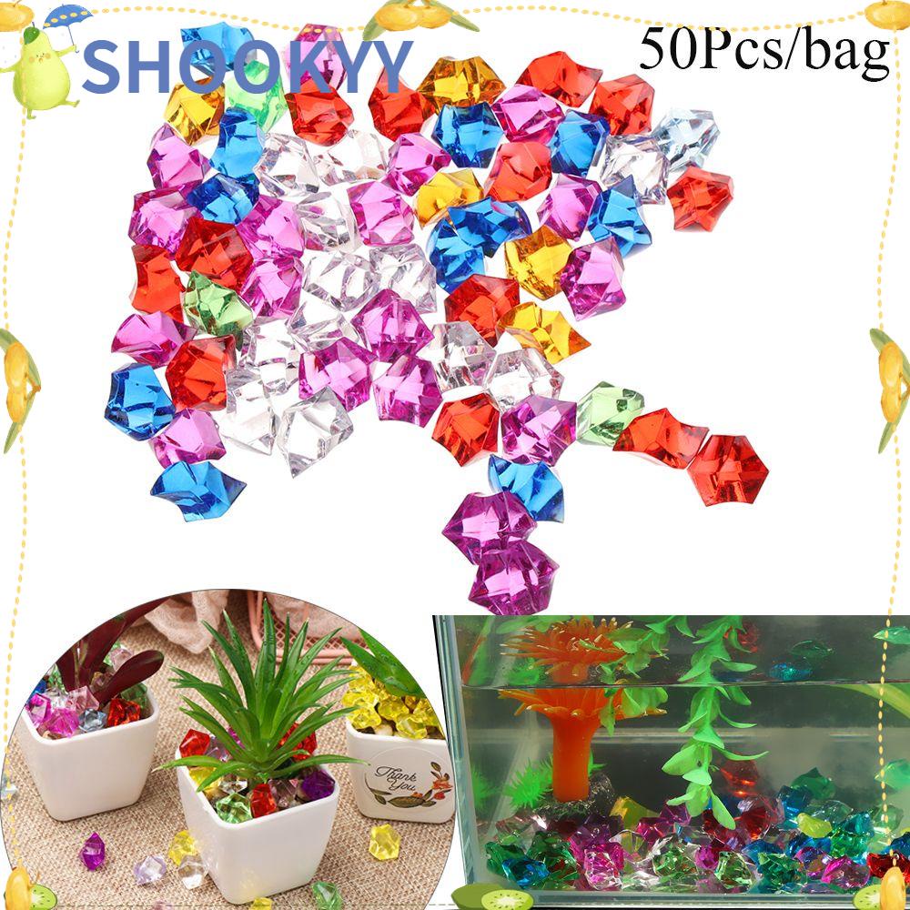 Chookyy 50Pcs/bag Batu Buatan DIY Kerajinan Confetti Warna-Warni Tangki Ikan Dekorasi Batu Bulat Aquarium Landscape Pebbles