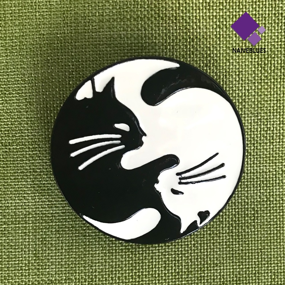 &lt; Naiveblues &gt; Pin Bros Bulat Enamel Kucing Lucu Lencana Topi Ransel Dekorasi Perhiasan