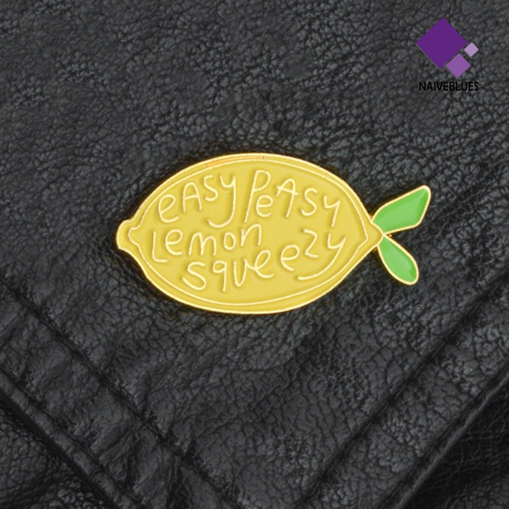 &lt; Naiveblues &gt; Bros Pin Perhiasan Bentuk Lemon Gaya Enamel Bros Huruf Lemon Untuk Pesta