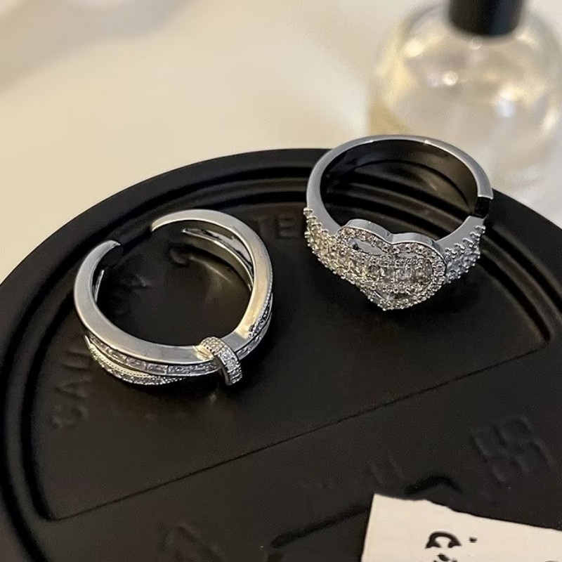 Cincin Jari Hati Zirkon Mewah Untuk Wanita Fashion Cross Rings Aksesoris Perhiasan