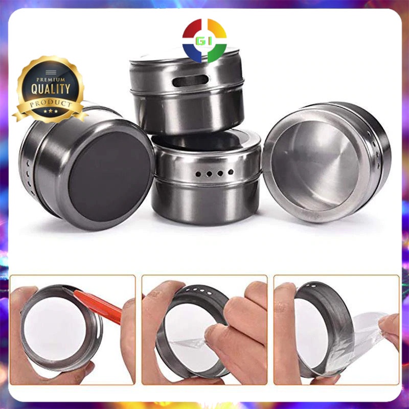 Tempat Bumbu Makanan Magnetic Spice Jar Storage Container 1 PCS Stainless