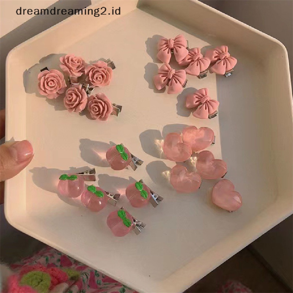 (dream) Jepit Rambut Busur Lucu Peach Rose Hiasan Kepala Aksesoris Rambut Gadis Klip Manis Hair Clips//