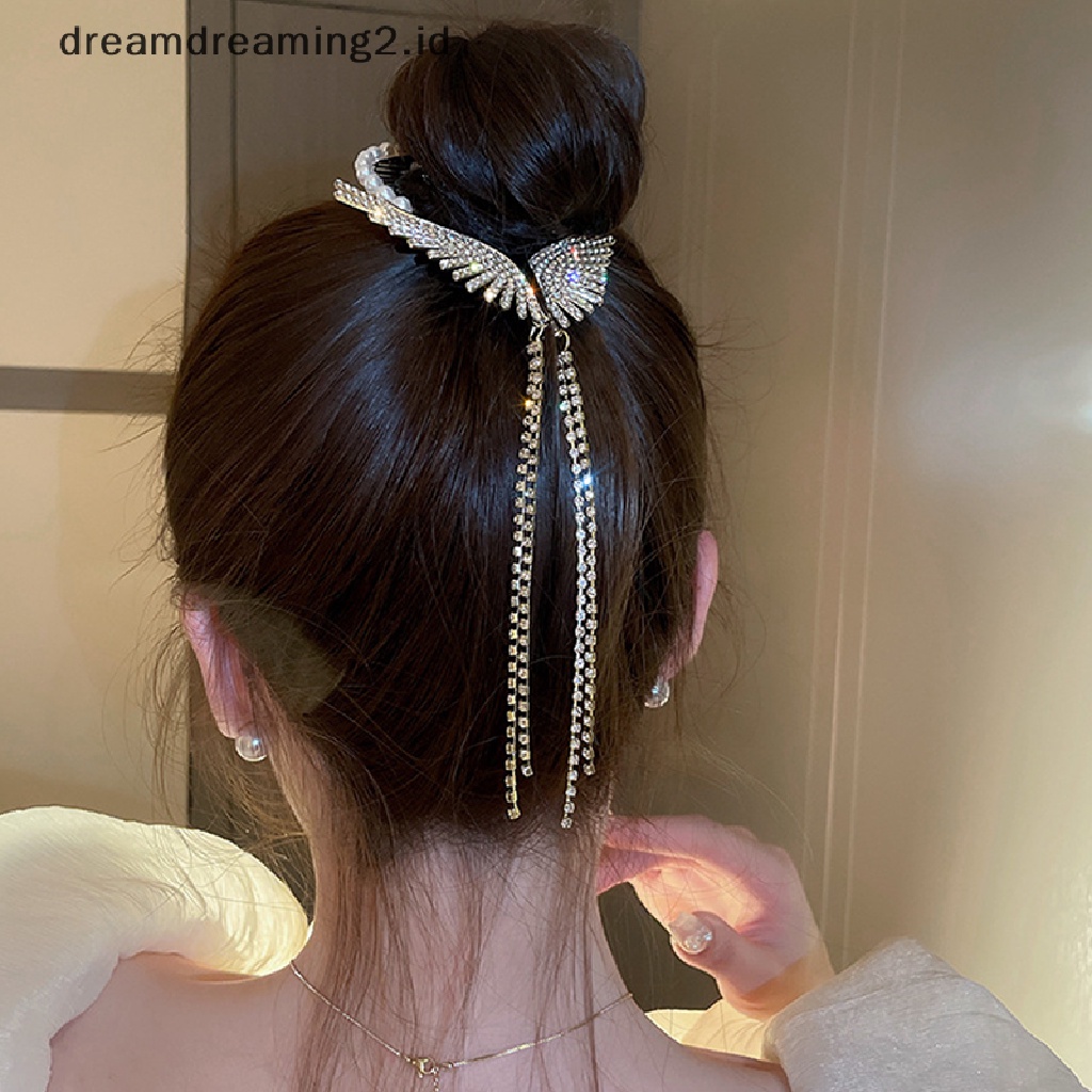 (dream) 1pc Mutiara Berlian Imitasi Rumbai Kepala Pil Ponytail Gesper Rambut Klip//