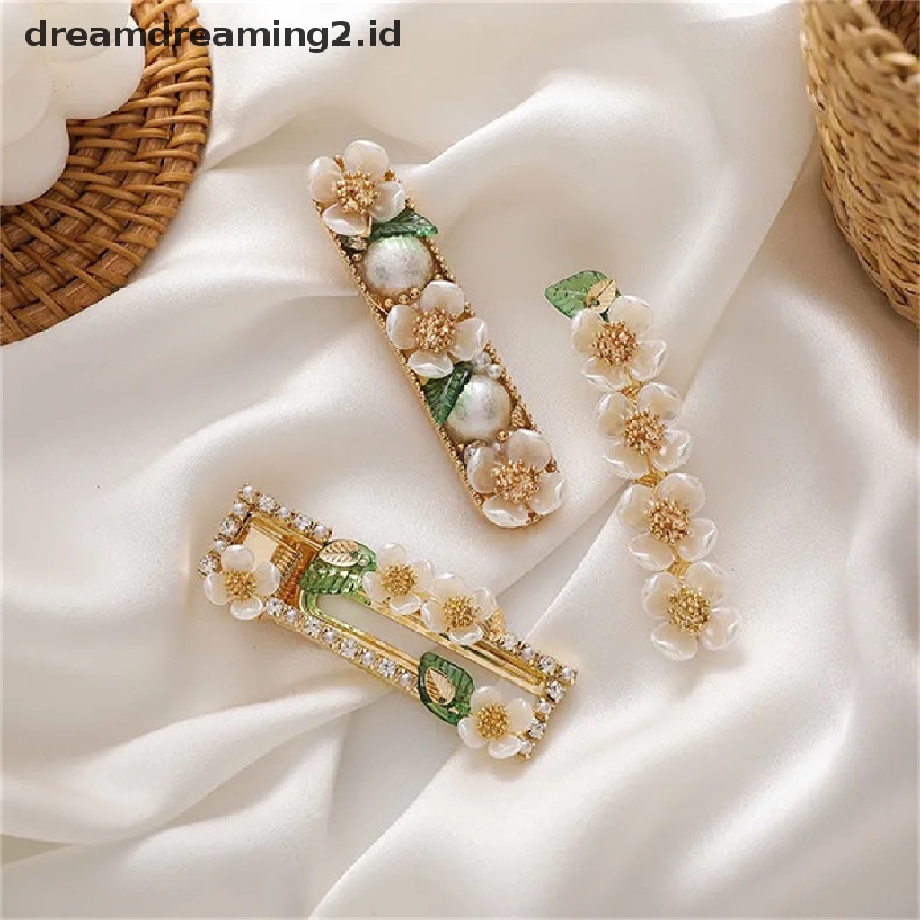 (dream) Gaya Korea Fashion Mutiara Bunga Jepit Rambut Duckbill Clip Side Clip Aksesoris Rambut//