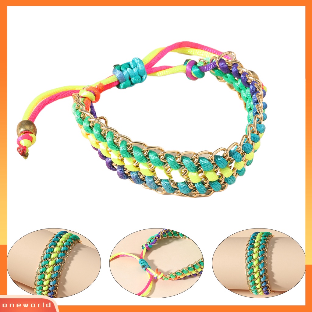 [EONE] Tali Kuat Universal Unisex Gelang Alloy Multicolor Handmade Anyaman Persahabatan Gelang Perhiasan Aksesoris