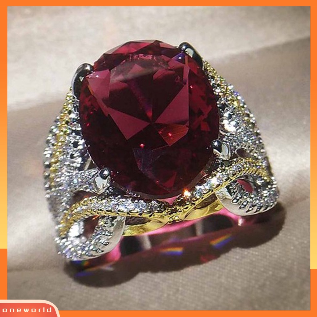 [EONE] Wanita Cincin Vintage Estetik Berlian Imitasi Mengkilap Hias Berkilau Hadiah Faux Gemstone Wedding Ring Perhiasan Aksesoris Untuk Pacar