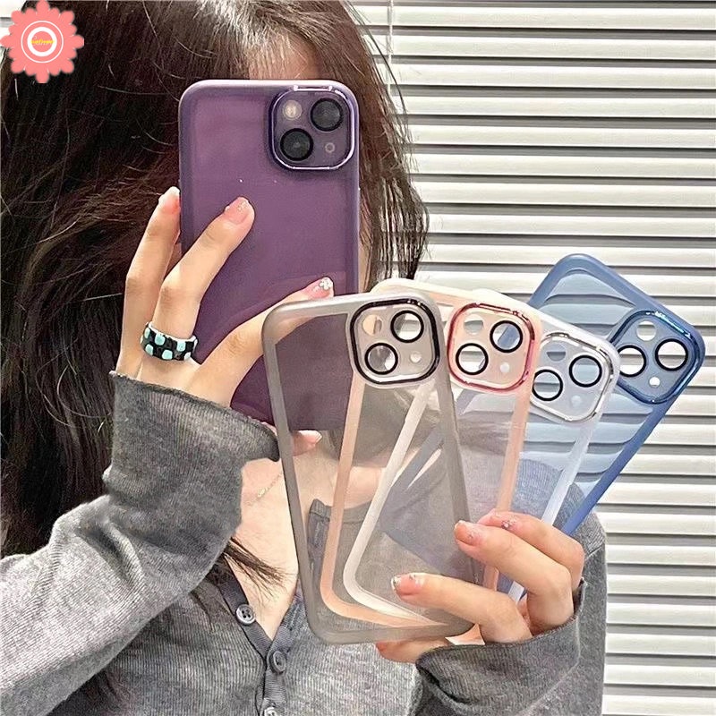 IPHONE Luxury Shockproof Plating Metal Len Case Kompatibel Untuk Iphone11 Pro Max 7Plus 8Plus XR 14 13 12 Pro Max X XS Max 7 8Plus Lembut Pelindung Lensa Kamera Back Cover Shell