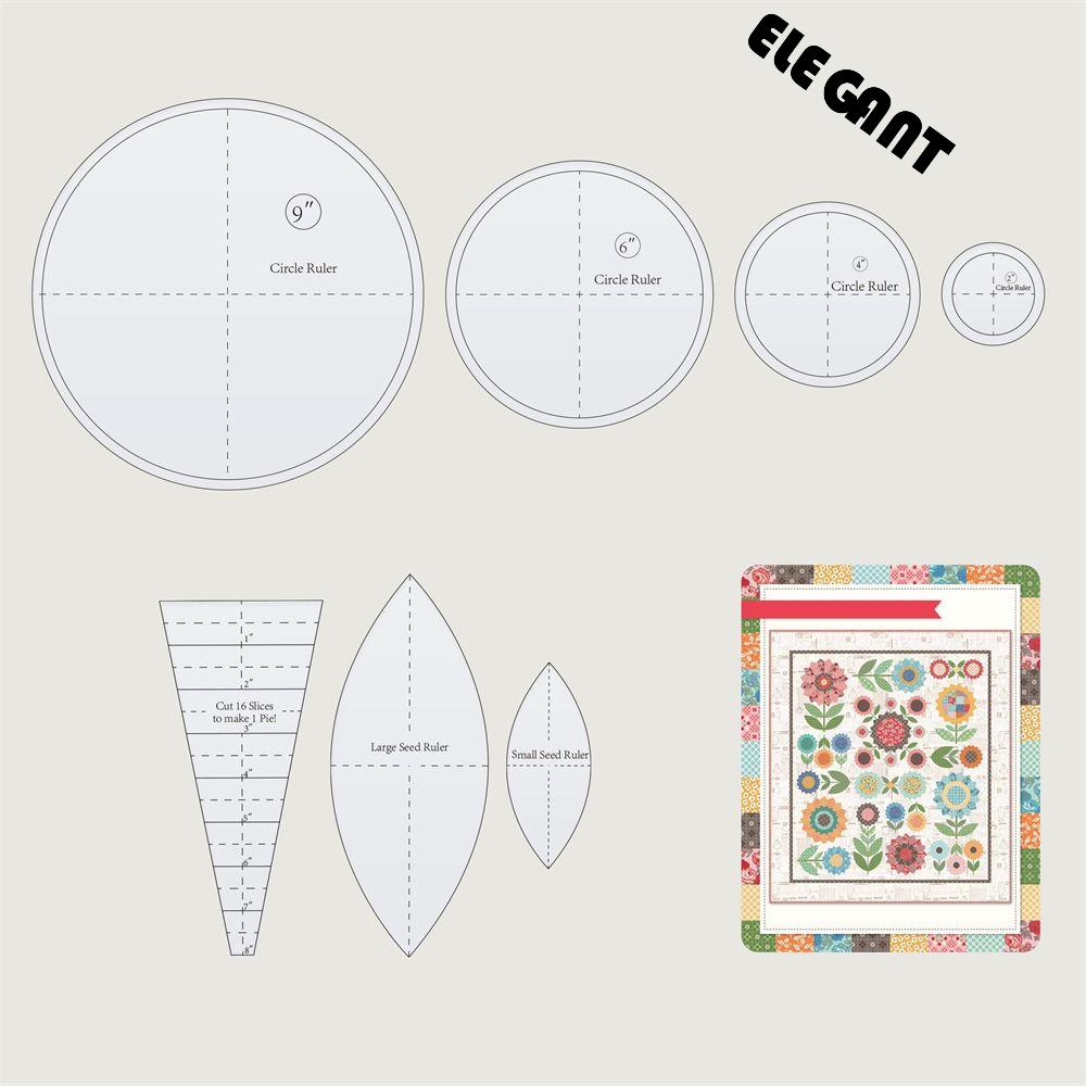 [Elegan] Sunflower Quilt template Set Penggaris Pemotongan Santai Akrilik Mudah Digunakan Jahitan template