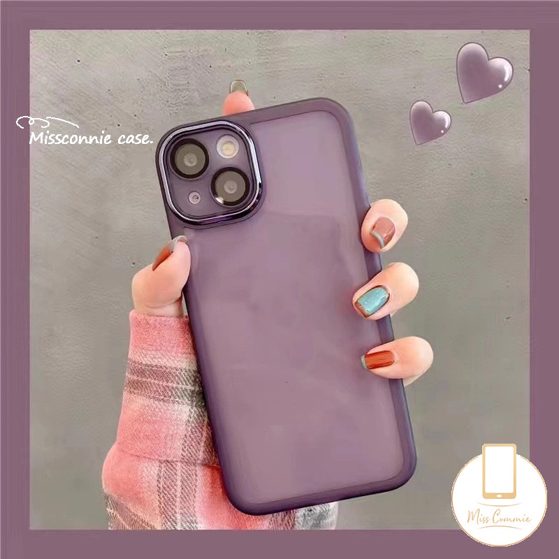 IPHONE Luxury Simple Plating Metal Len Phone Case Kompatibel Untuk Iphone11Xr 7Plus 8Plus 11 14 13 12 11 Pro Max X XS Max 7 8Plus Shockproof Shell Pelindung Lensa Kamera Back Cover