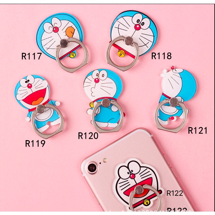 Kawaii Doraemon Kartun Smartphone Ring Support Universal Metal Finger Ring Lucu Tempat Ponsel Stand Rings