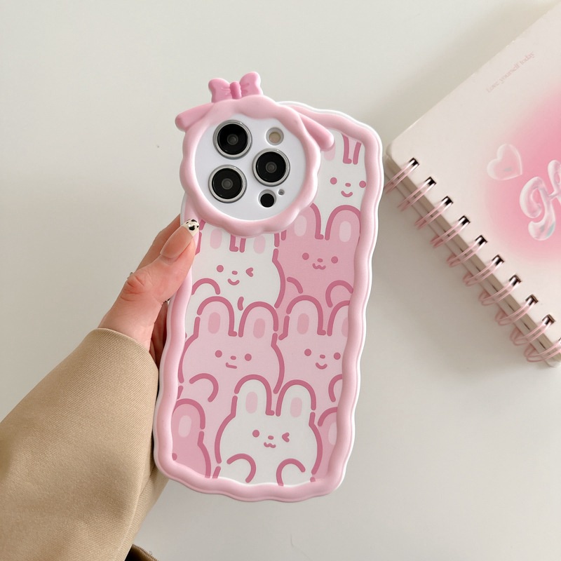 【Lamb Style】Stacked Bunny Soft TPU Case HP iP iPhone 11 12 13 14 Pro Max 7 8 + Plus SE 2020 X XS XR Max Girl Woman FTD Casing Apple