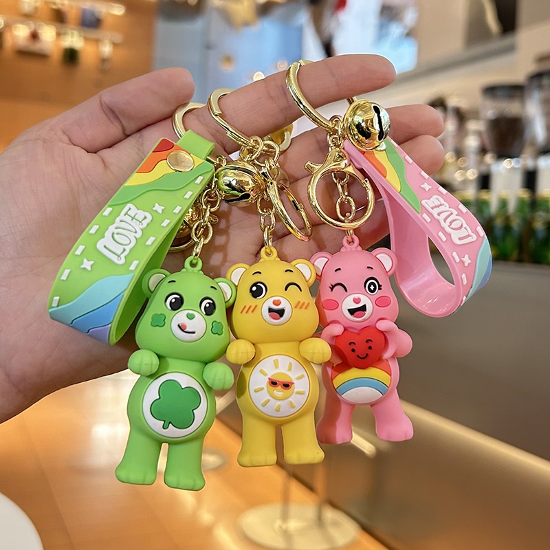 Anime Keliling Kawaii Care Bear Gantungan Kunci Liontin Tas Lucu Pasangan Liontin Mainan Beruang Pelangi